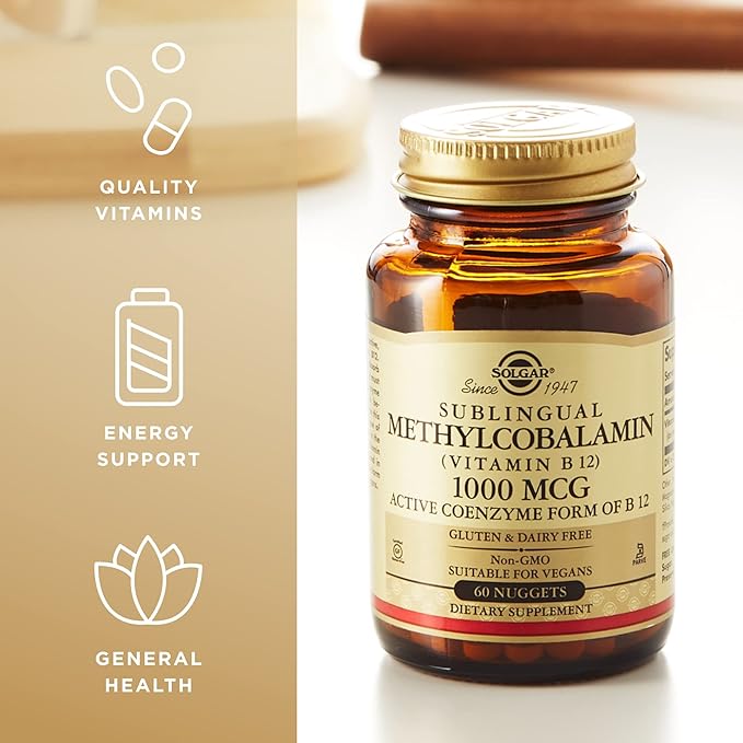 Solgar Methylcobalamin (Vitamin B12) 1000 mcg - 60 Nuggets, Pack of 2 - Supports Energy Metabolism - Non-GMO, Vegan, Gluten Free, Dairy Free, Kosher - 120 Total Servings