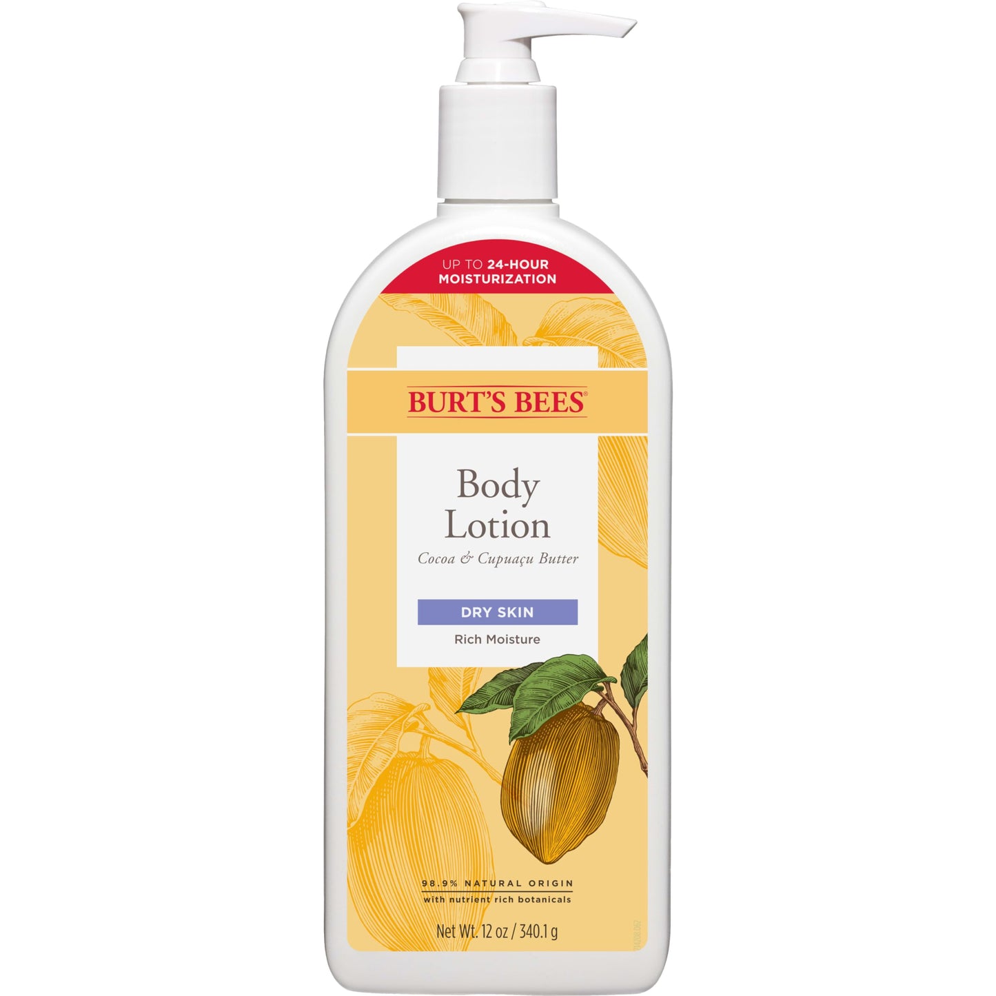 Burts Bees Butter Body Lotion For Dry Skin With Cocoa & Cupuau, 12 Oz (Package May Vary)