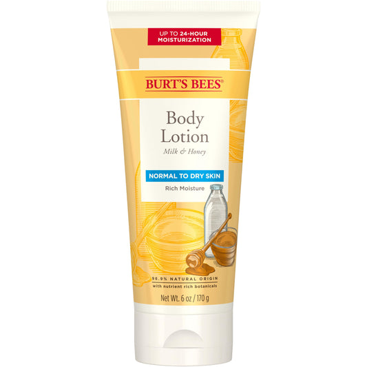 Burts Bees Body Lotion for Normal to Dry Skin with Milk & Honey, 6 Oz (Package May Vary)