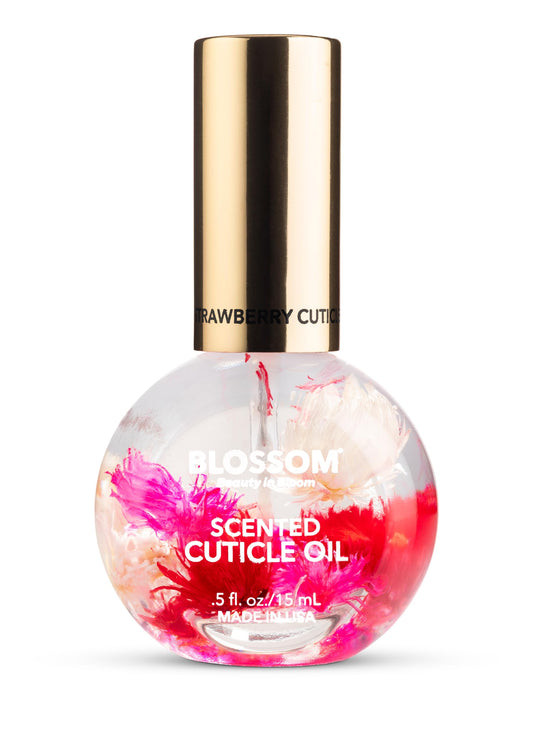 Blossom Hydrating, Moisturizing, Strengthening, Scented Cuticle Oil, Infused with Real Flowers, Made in USA, 0.5 fl. oz, Strawbe