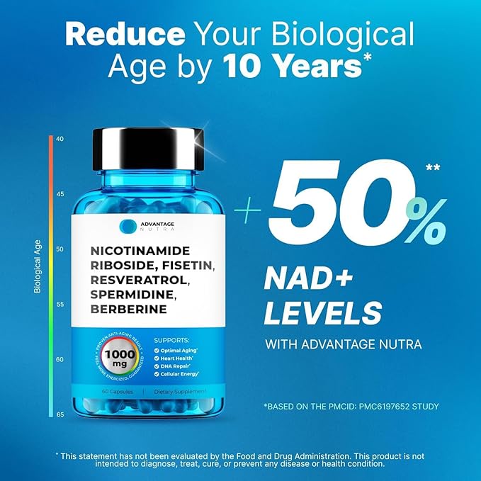 NMN Supplement Alternative - Liposomal Nicotinamide Riboside, Fisetin, Resveratrol, Spermidine, Berberine - High Purity NAD Supplement for Anti Aging, Heart 60 Capsules