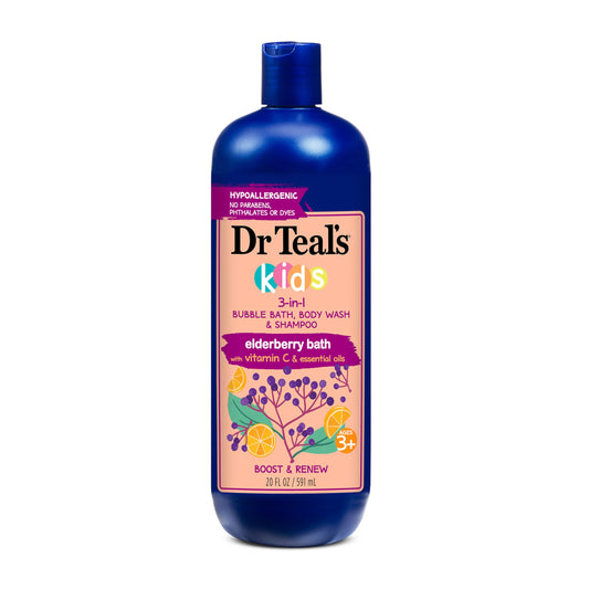 Dr Teal'S Kids 3-In-1 Elderberry Bath: Bubble Bath, Body Wash & Shampoo, 20 Fl Oz.