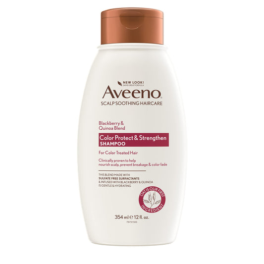 Ogx Aveeno Color Protect Strengthen+ Blackberry Quinoa Shampoo, Fresh, 12 Fl Oz