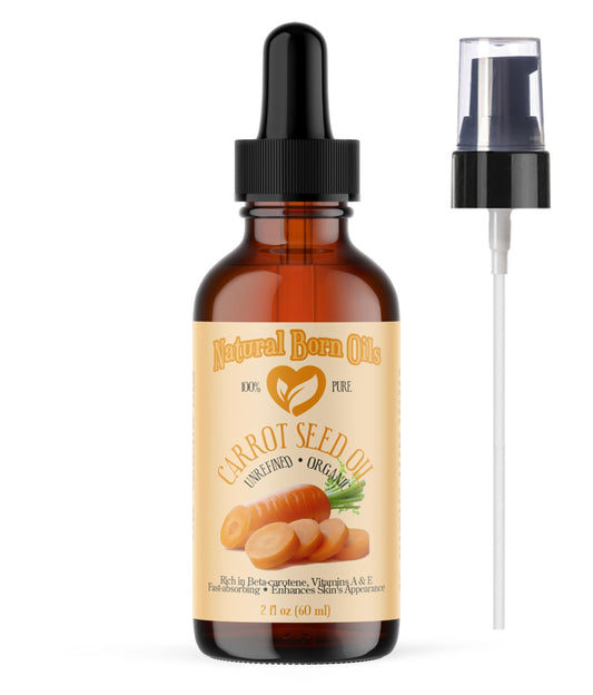 Natural Born Oils Carrot Seed Oil, 4oz, Organic, Cold-Pressed, Antioxidant-Rich, Perfect for Skin Revitalization, Hair Health