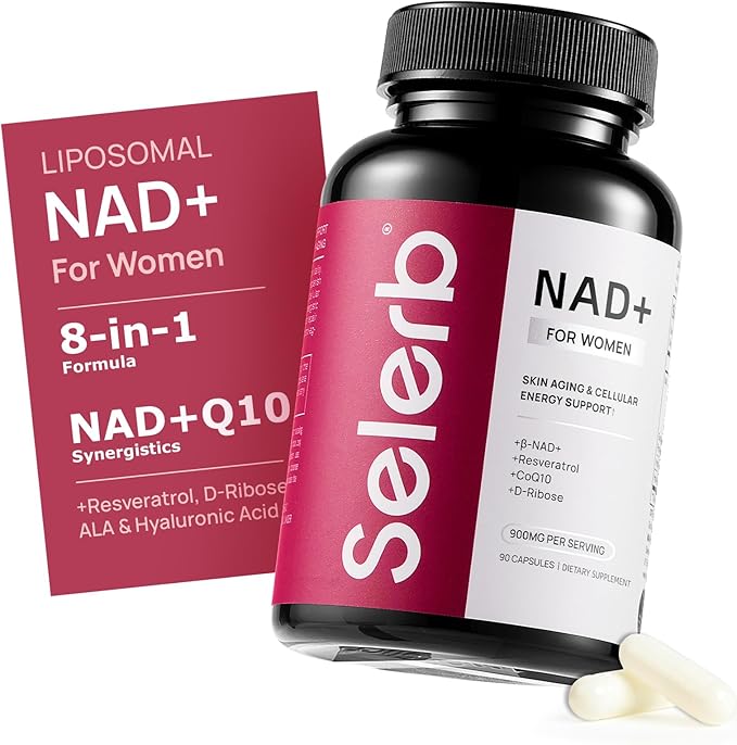 NAD+ Supplement for Women - NMN Alternative with β-NAD+, Trans-Resveratrol, CoQ10, D-Ribose - Promotes Cellular Renewal, Energy, and Radiant Skin Health - 90 Capsules