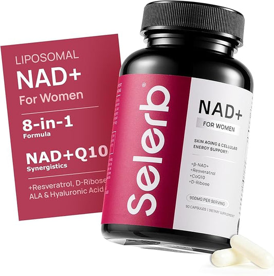 NAD+ Supplement for Women - NMN Alternative with β-NAD+, Trans-Resveratrol, CoQ10, D-Ribose - Promotes Cellular Renewal, Energy, and Radiant Skin Health - 90 Capsules