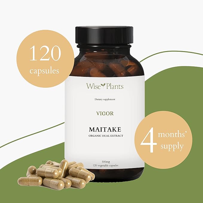 Maitake Mushroom Supplement. Dual Extract, Pure Fruiting Body, 30% Polysaccharides, 500 mg, 120 vegecaps (120-Day Supply). Healthy Immune Function and Energy Support.