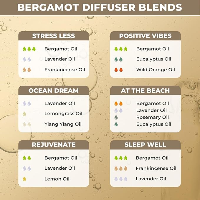 Bergamot Essential Oil - 100% Pure, Organic, Aromatherapy Oil | Ideal for Diffusers, Massage, Skin Care & Hair Care - Calming Bergamot Fragrance Oil | Great for Relaxation & Wellness