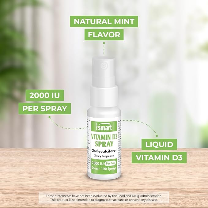 Supersmart - Vitamin D3 Spray 2000 IU (Cholecalciferol) | Non-GMO & Gluten Free - 25 ml