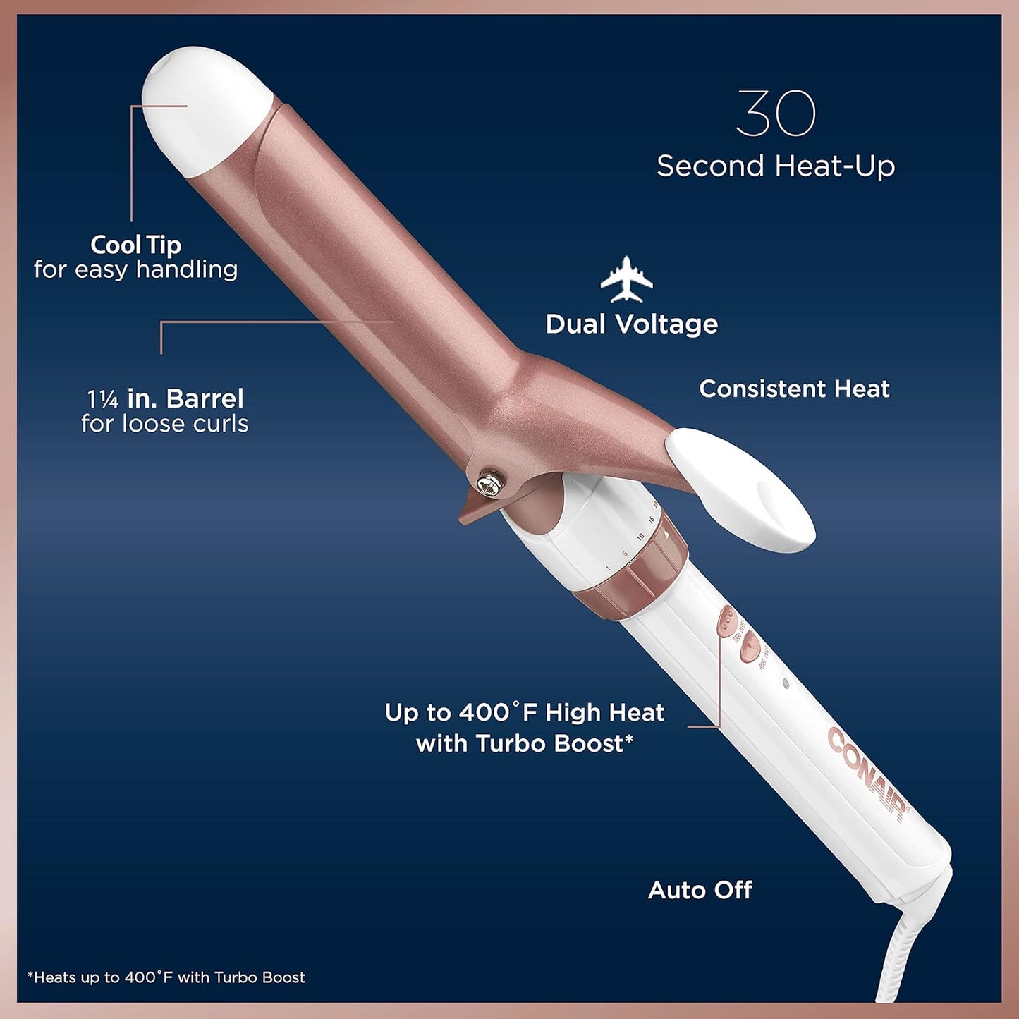 Conair Double Ceramic 1-Inch Curling Iron | Classic Curls | White/Rose Gold