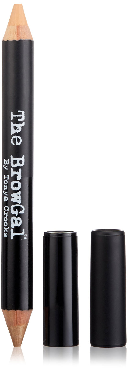 The BrowGal - 2 in 1 Double Head Highlighter & Concealer Pencil-02 - Gradient Effect Eyebrow Makeup, Lifting and Highlighting Eyebrows, Natural Looking Brows, Smudge Proof & Anti-Fade - "Gold/Nude"