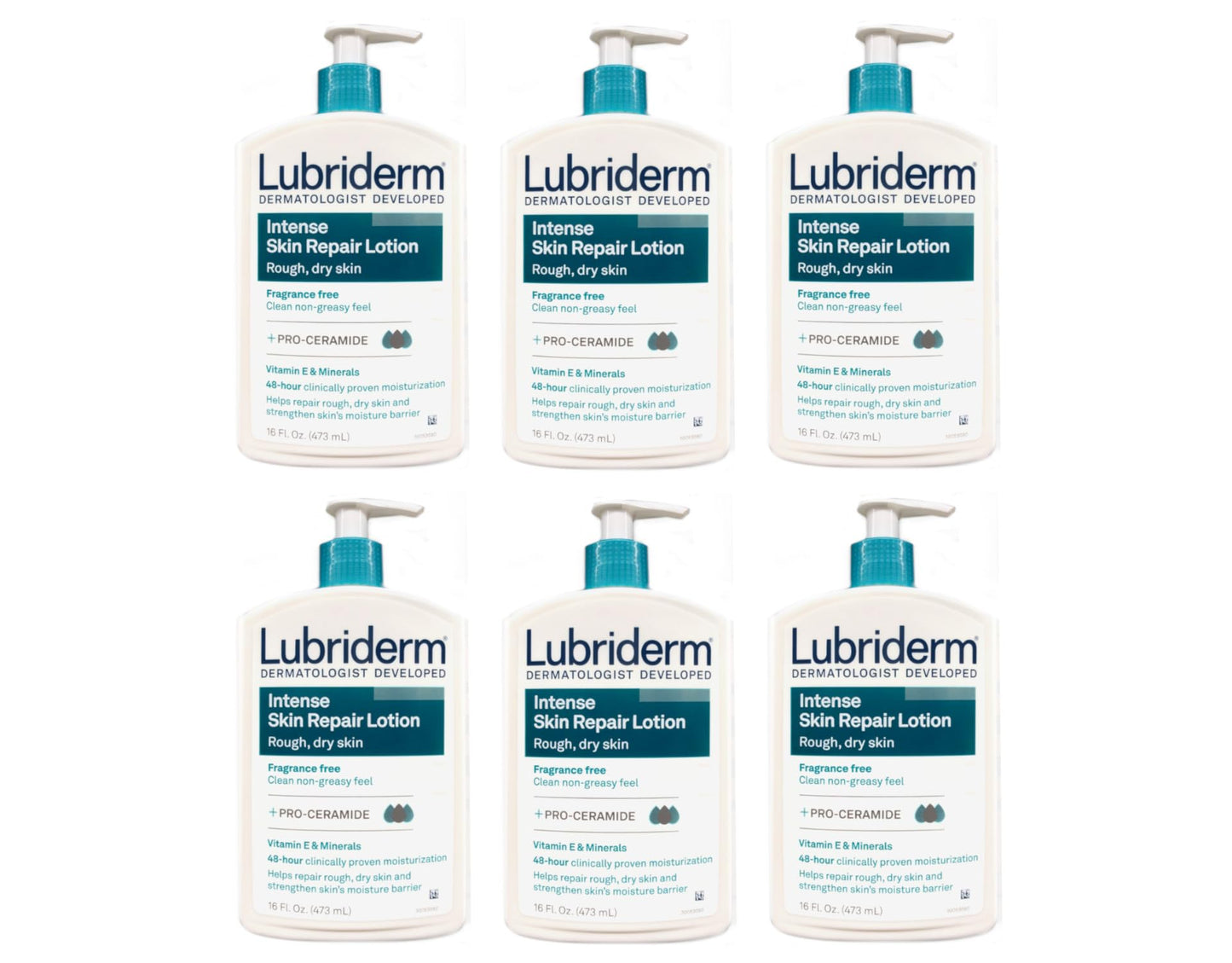 Lubriderm Intense Dry Skin Repair Lotion for Relief of Rough, Dry Skin, Fast Absorbing, 16 fl. Oz (Pack of 6)