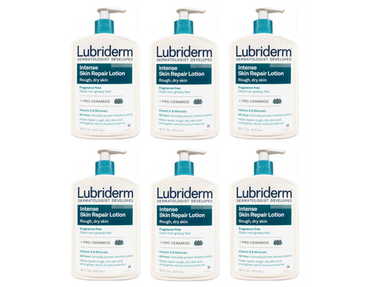 Lubriderm Intense Dry Skin Repair Lotion for Relief of Rough, Dry Skin, Fast Absorbing, 16 fl. Oz (Pack of 6)