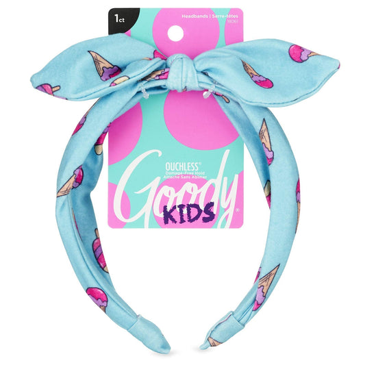 GOODY Kids Headband - Ice Cream Print - Comfort Fit for All Day Wear - For All Hair Types - Hair Accessories for Girls to Keep Y