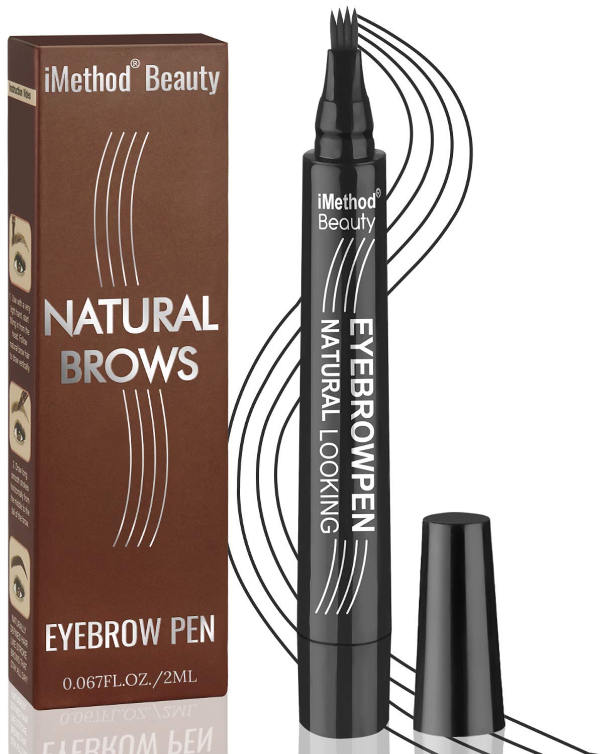Imethod Eyebrow Pen - Upgrade Eyebrow Tattoopen, Eyebrow Makeup, Long Lasting, Waterproof And Smudge-Proof, Black