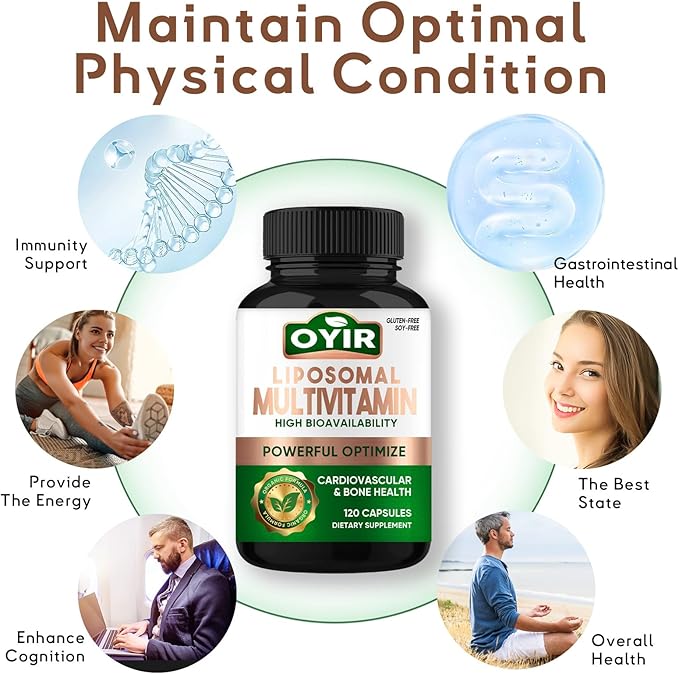 Liposomal Multivitamin, 33-in-1 Multivitamin & Multimineral Complex with Iron & Zinc, Effective Support Bone, Cardiovascular & Overall Health, High Bioavailability & Fast Absorption