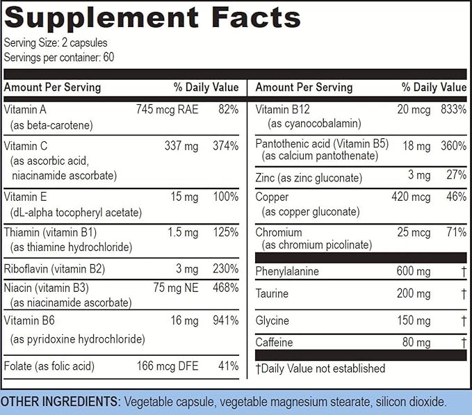 Life Enhancement Blast Caps, 60 Capsules - Energy and Focus Supplement - Nootropics Brain Support Supplement with B12, Niacin, Caffeine, Taurine, Phenylalanine, Vitamin C, & More