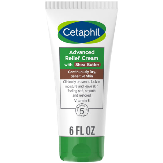 Cetaphil Advanced Relief Cream With Shea Butter, 6 Oz, For Continuously Dry, Sensitive Skin, 48 Hour Hydration, All Skin Tones &