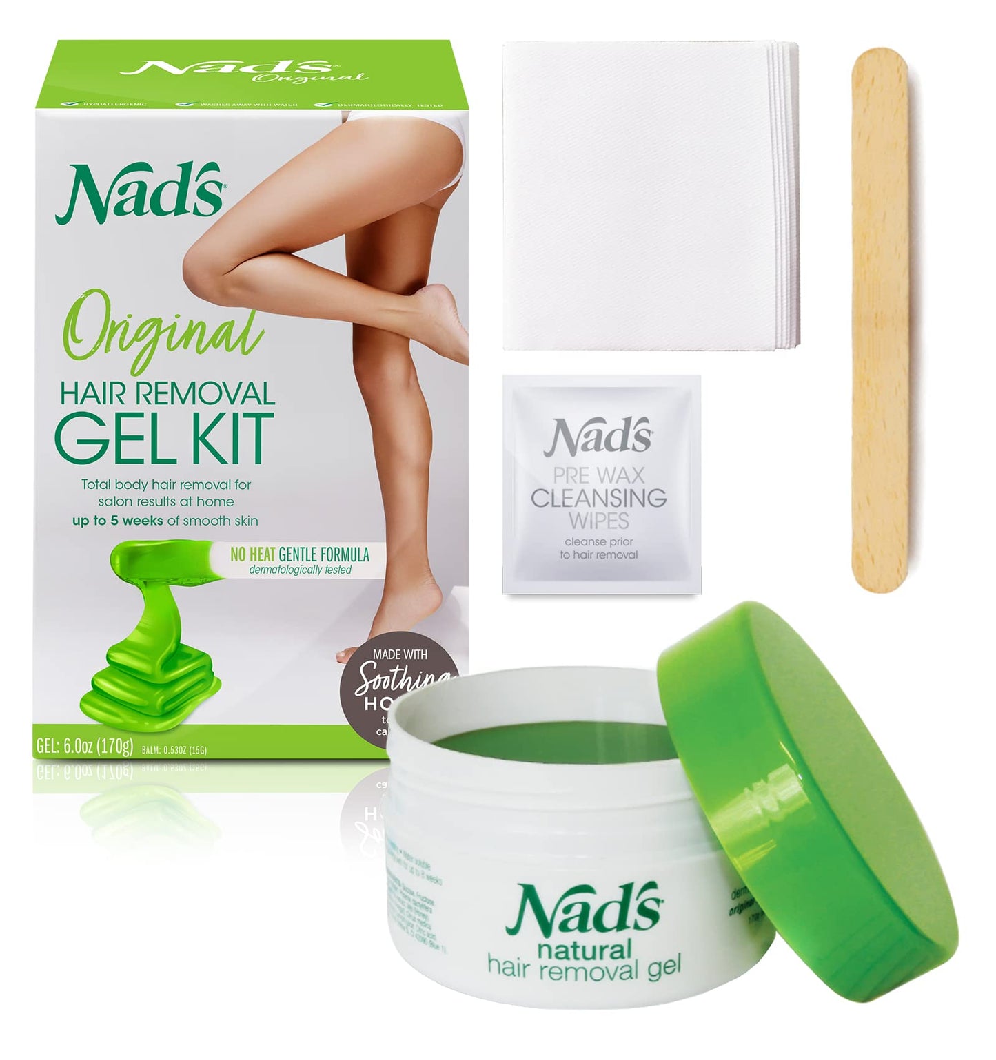 Nad'S Wax Kit Gel, Wax Hair Removal For Women, Body+Face Wax, 6 Ounce