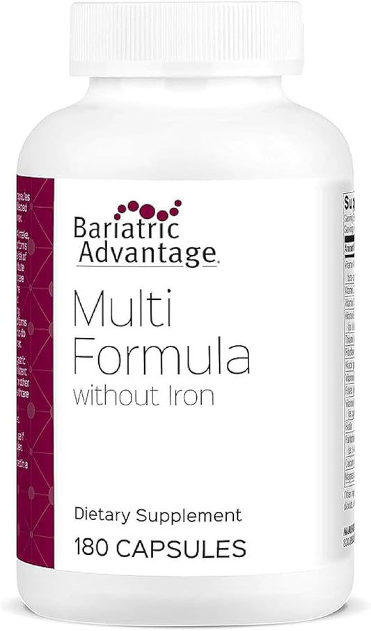Bariatric Advantage Multi Formula without Iron, High Potency Daily Multivitamin for Bariatric Surgery Patients with 22 Essential Vitamins and Nutrients - 180 Capsules
