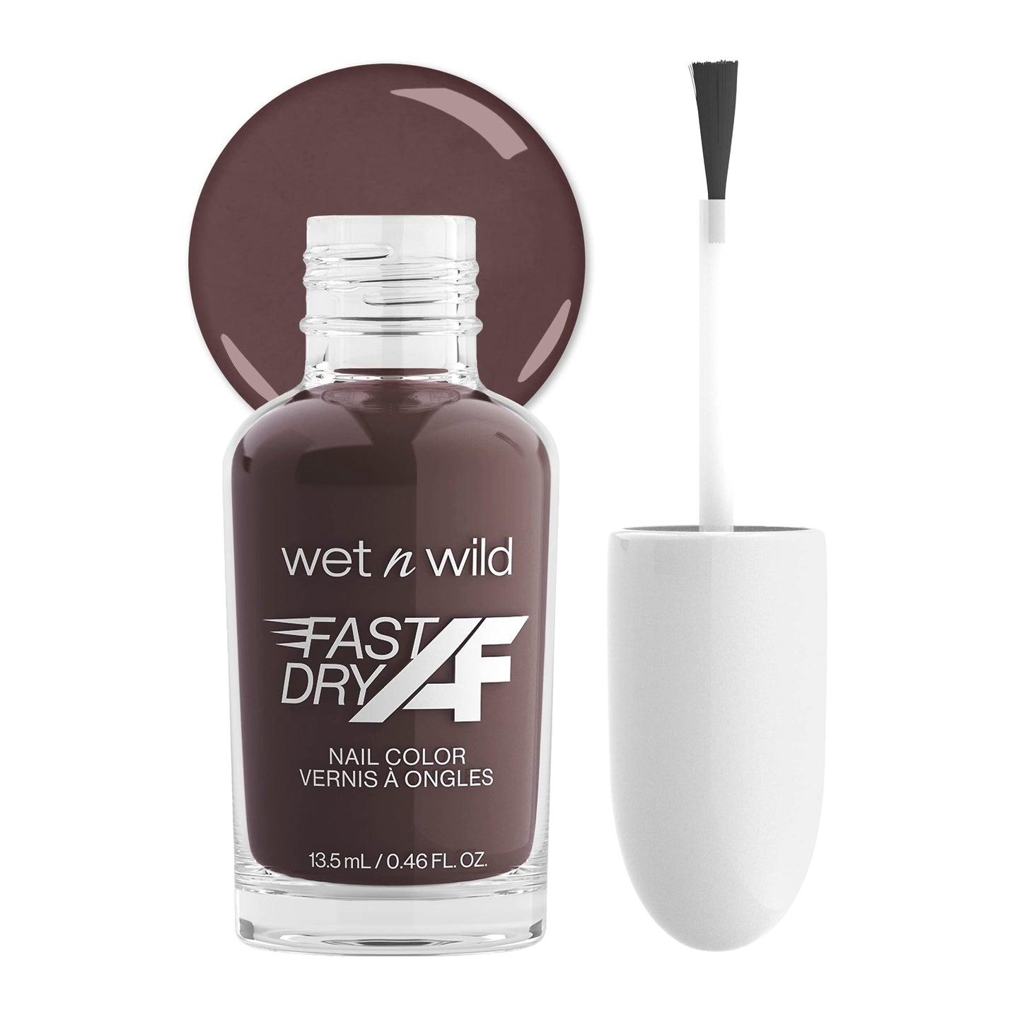 Wet N Wild Fast Dry Af Nail Polish Color, Fall Reddish Brown Get Stone | Quick Drying - 40 Seconds | Long Lasting - 5 Days, Shin