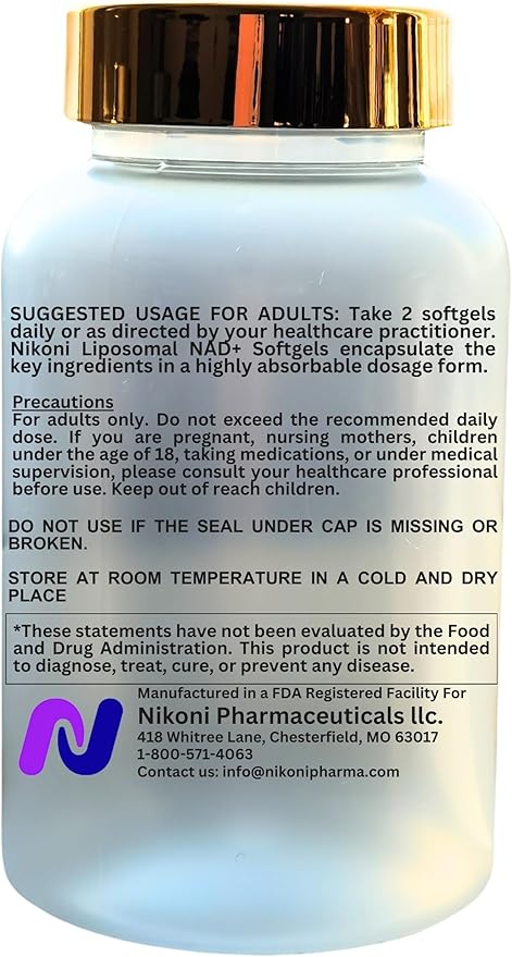 Liposomal NAD+ 2000 mg with TMG and Pterostilbene, Supports Healthy Aging-120 Softgels