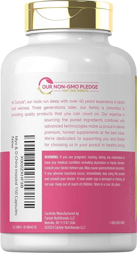 Carlyle Myo-Inositol & D-Chiro Inositol Supplement | 2060mg | 150 Capsules | Non-GMO, Gluten Free Complex