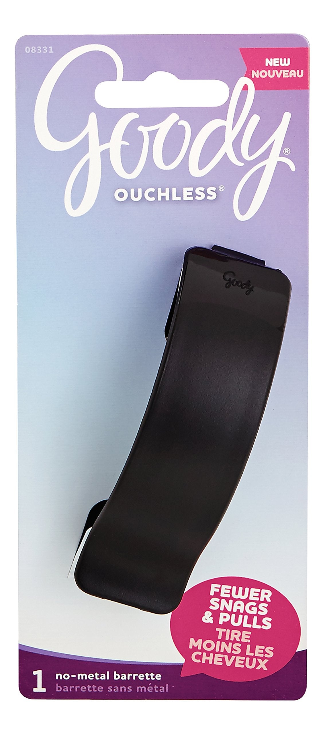 Goody Ouchless No-metal Hair Barrette, Black, 1-count, Pack of 3 (1940636)