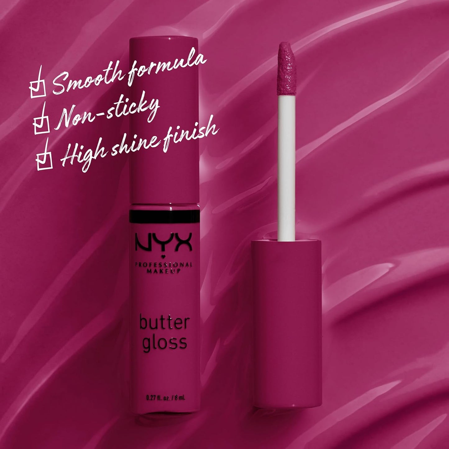 NYX Butter Gloss | Non-Sticky Lip Gloss in Devil's Food Cake - Deep Plum