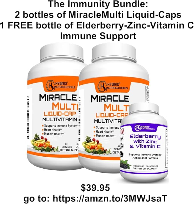 MiracleMulti Liquid Multivitamin Capsules for Men & Women - Complete Whole Food Blend Daily Vitamin & Mineral Supplement with CoQ10, B12, 42 Superfood Enzyme - 120 Softgels