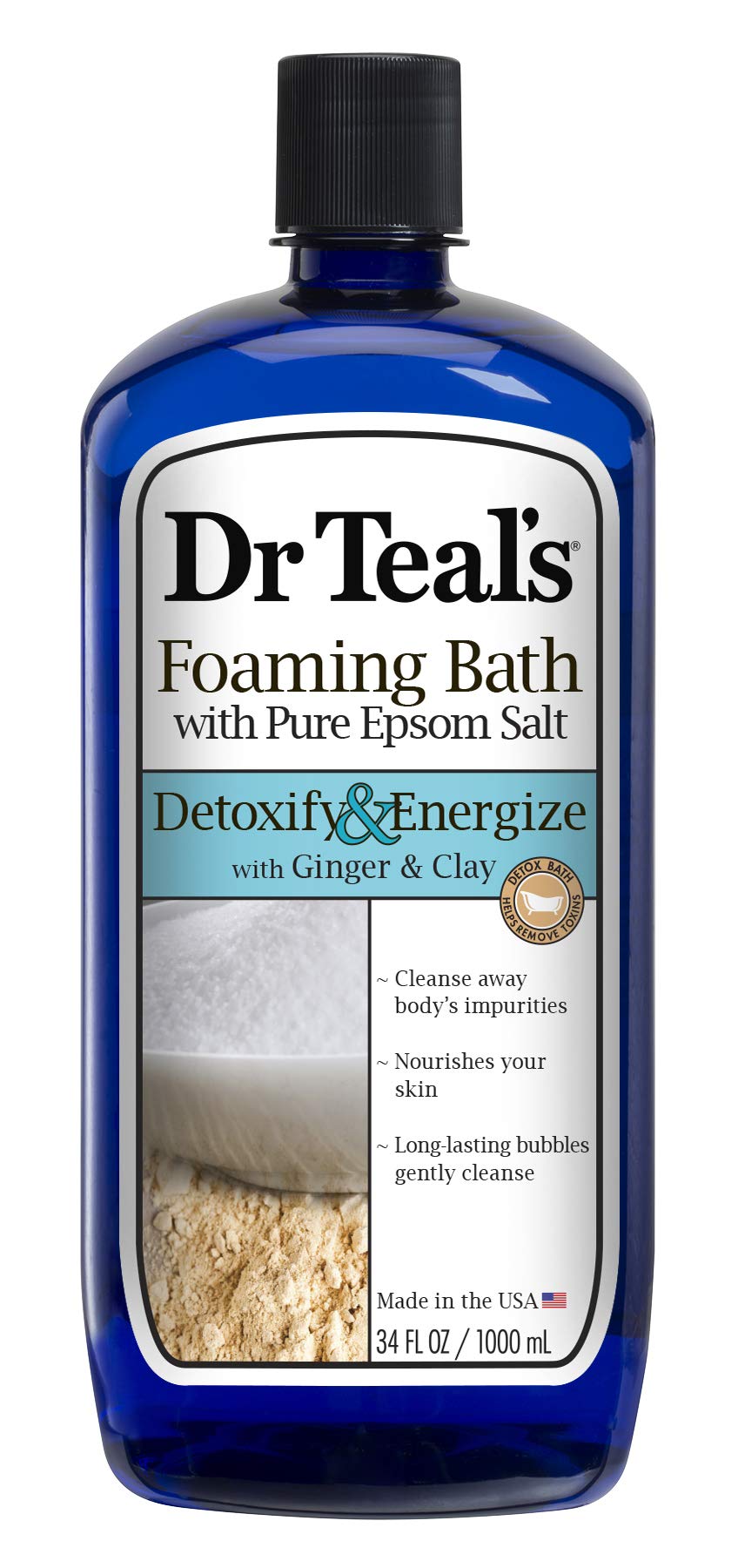 Dr Teal'S Epsom Salt Detoxify And Energize Your Skin With Ginger And Clay Foaming Bath - 34 Oz - Moisturize Your Skin, Relieve S
