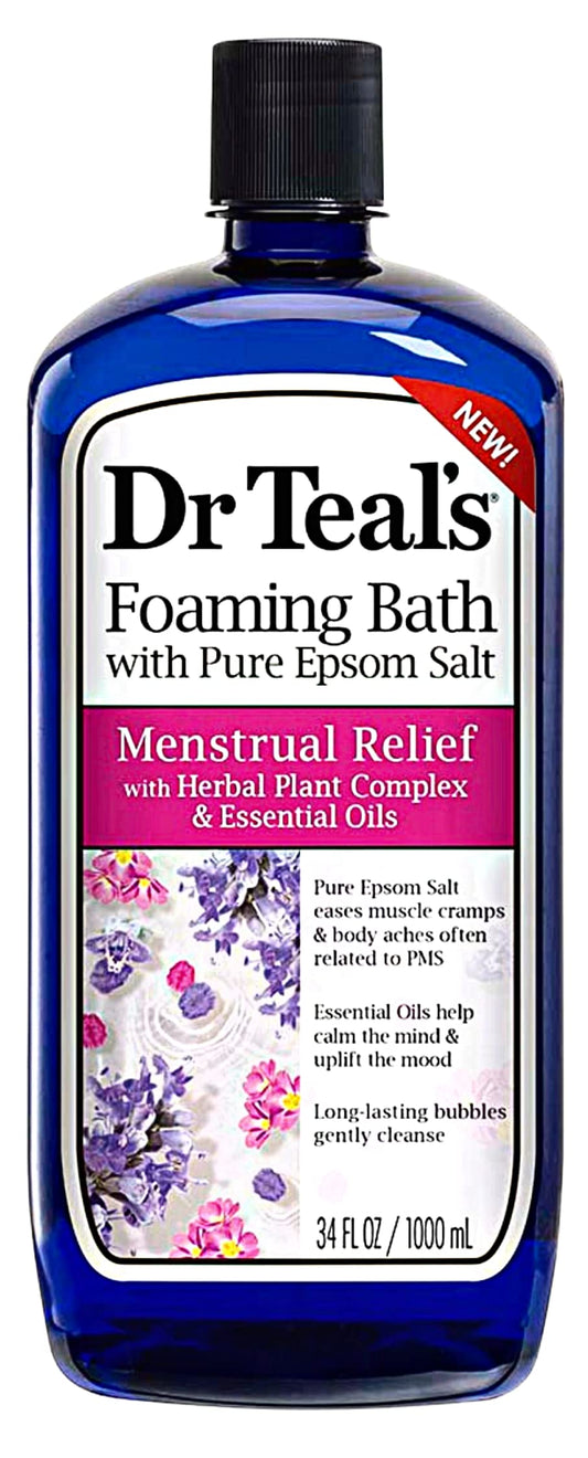 Menstrual Relief Foaming Bath With Pure Epsom Salt With Herbal Plant Complex & Essential Oils-34 Oz