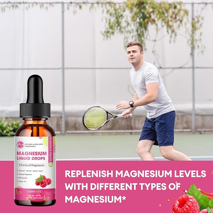 (3 Pack) Magnesium Liquid - 8 in 1 Magnesium Complex Drops with Magnesium Glycinate,Citrate,Malate,Taurate,Magnesium Complex Supplement for Brain,Night,Muscle,Bone,Cramps, Raspberry Flavor