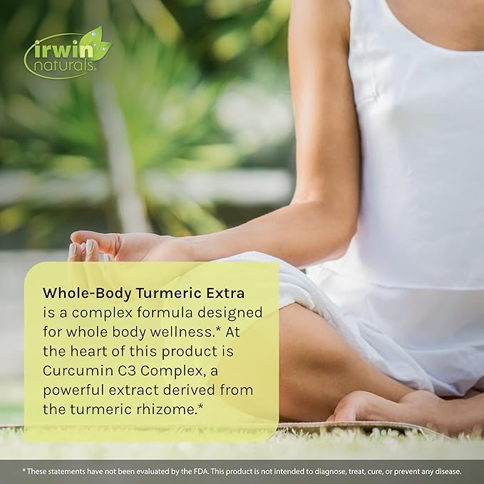 Irwin Naturals Whole-Body Turmeric+ - 60 Liquid Softgels - BioPerine Complex Enhanced Absorption - 30 Total Servings