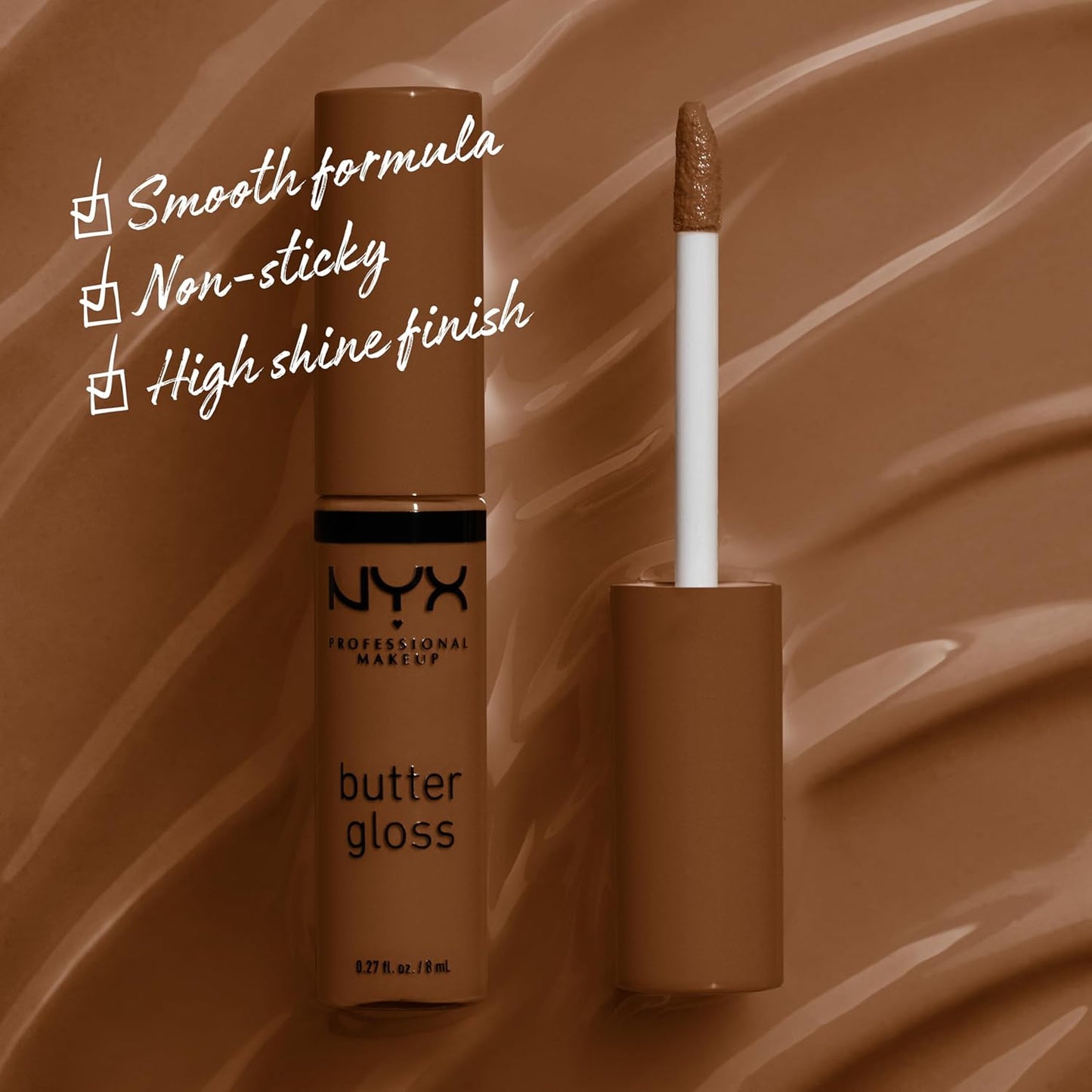 NYX Butter Gloss | Non-Sticky Medium Brown Lip Gloss - Caramelt