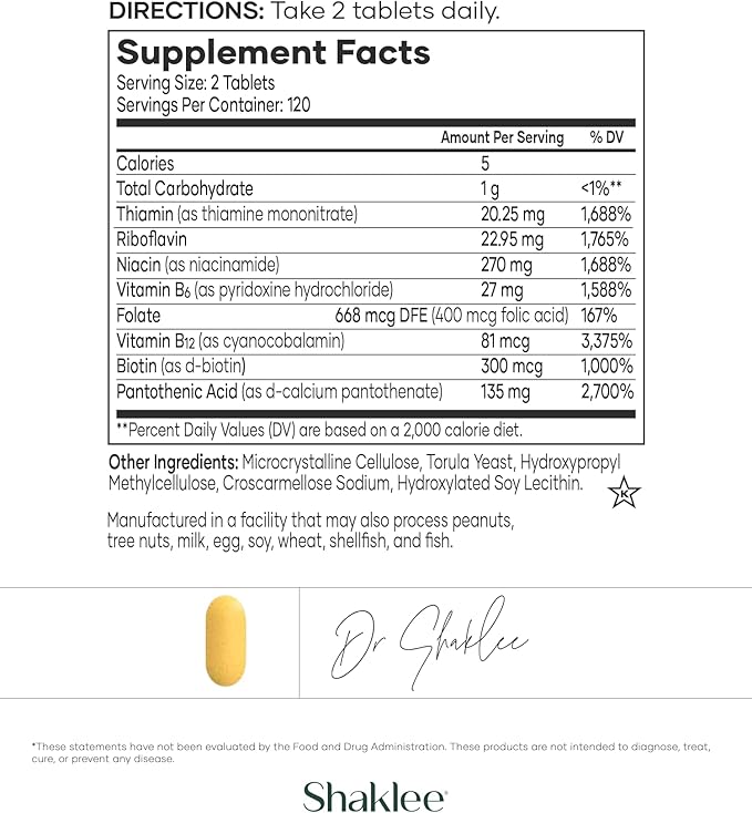 Shaklee - B-Complex- The Ultimate Energy Boost with Patented Bioactivated Absorption System™ - B Vitamins for Enhanced Well-Being - Supports Energy, Cardiovascular, and Brain Health - 240 Tablets