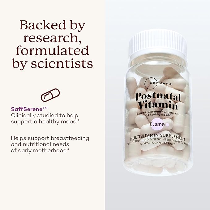 PREMAMA Postpartum Multivitamin with Vitamin B12 & Folate, Postnatal Support for Lactation and Breastfeeding, 28 Servings