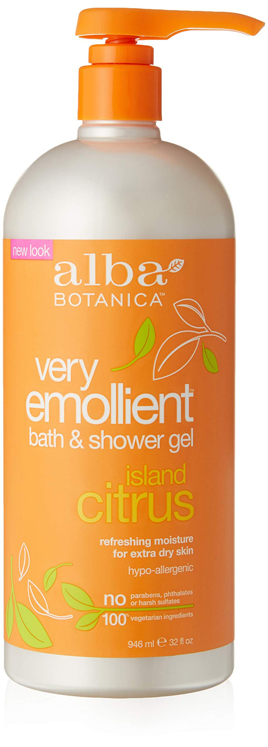 Alba Botanica Very Emollient Bath & Shower Gel, Island Citrus, 32 Oz.