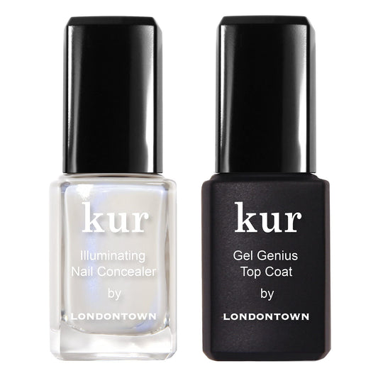 Londontown Kur Conceal & Go Duo Set, Includes Nail Illuminating Concealer & Gel Genius Top Coat, 0.4 Fl Oz, White