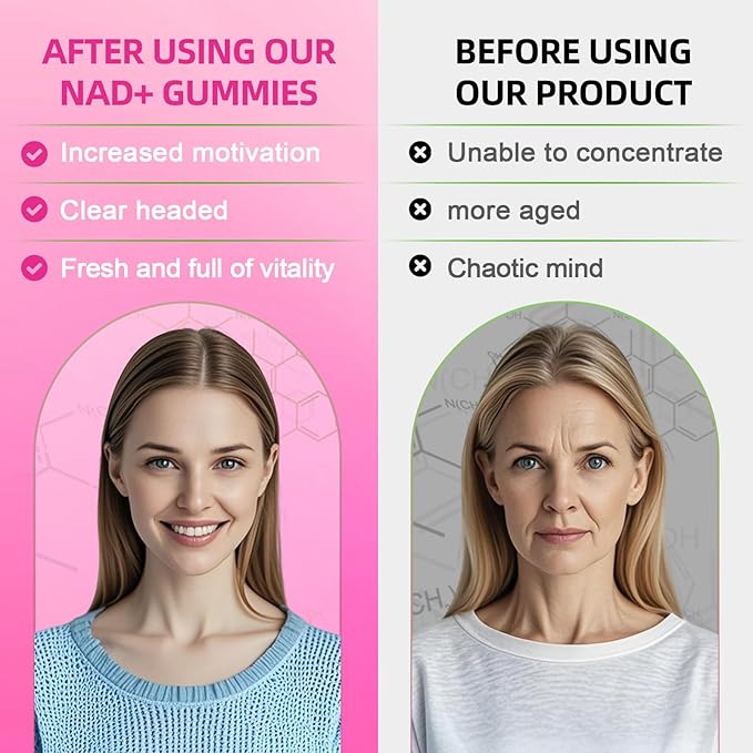 NAD+ Gummies NAD Supplements for Women: NAD Plus Supplement Liposomal Nicotinamide Riboside Resveratrol 900mg for Supports Cellular Health & Energy and DNA Repair Sugar Free Strawberry 60 Count