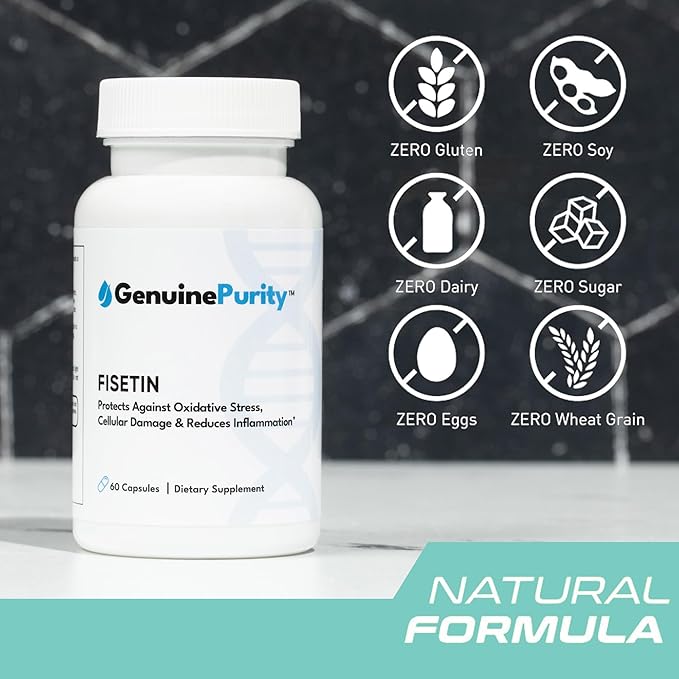 Fisetin 150mg | Supplement for Aging Cognitive Support | Pure Fisetin Supplement - Powerful Serving Size | Gluten Free, Vegan, USA Made, Non-GMO | 60 Capsules