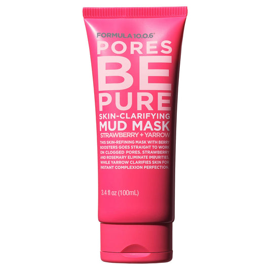 FORMULA 10.0.6 - Pores Be Pure Skin-Clarifying Mud Mask 3.4 fl oz. Unclogs Pores, Removes Impurities for Clear Skin, Vegan, Para