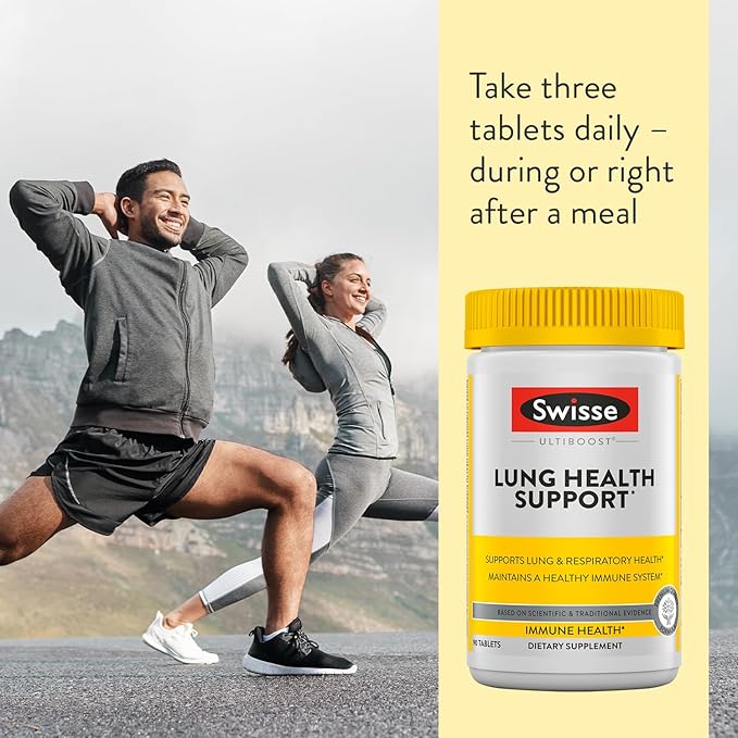 Swisse Lung Detox and Cleanse | Lungs Support Supplement & Respiratory Health with Mullein Leaf Extract, Reishi, Astragalus | Healthy Immune System with Zinc & Vitamin C | 90 Tablets