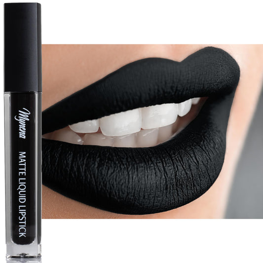 Mynena Black Lipstick Smudge Proof Matte Long Lasting Waterproof Lightweight For High Comfort All-Day Wear Vegan Talc-Free Parab