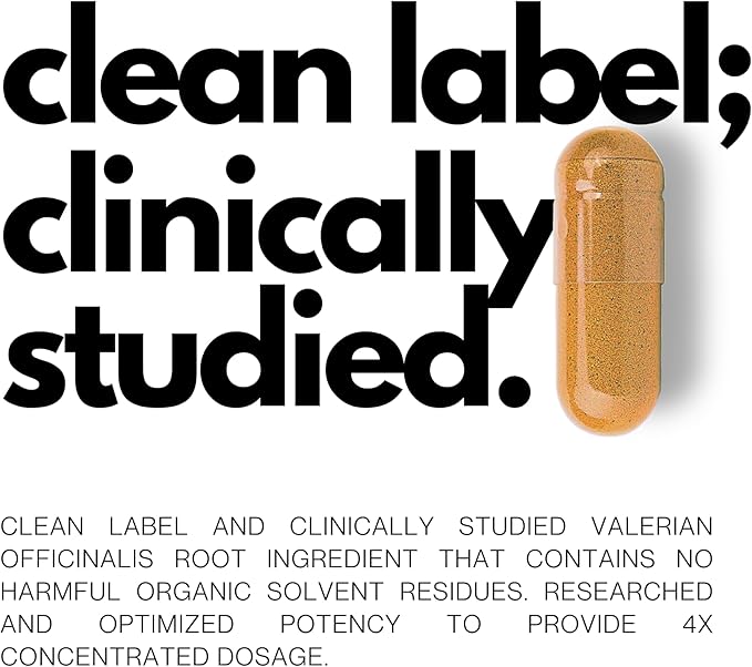 Valerian Root 4:1 Extract Capsules 750mg – Optimized Active Purity – 4X Concentration Valerian Root Extract Supplement - Gluten Free, Non-GMO - Promotes Relaxation - 120 Capsules
