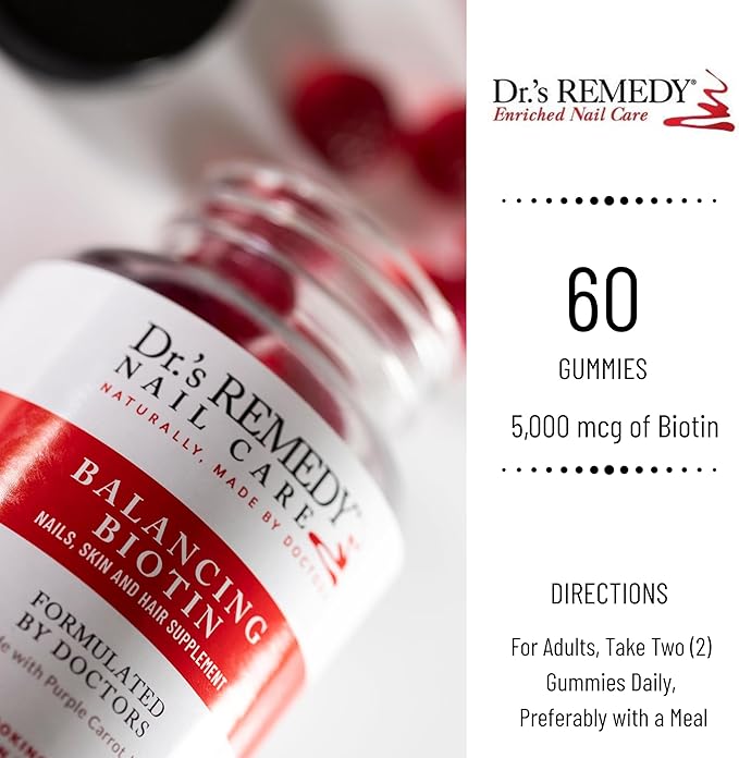 Dr.'s Remedy Biotin Gummies for Hair Skin and Nails Vitamins - 5,000 mcg Organic Vegan and Gluten Free