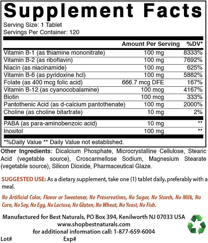 Best Naturals B-100 Complex & K2 D3 180 Tablets