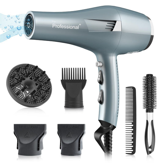 Faszin Ionic Salon Hair Dryer, Professional Blow Dryer 1800W AC Motor Fast Drying with 2 Speed, 3 Heat Setting, Cool Button, wit