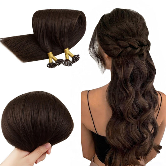 Runature Dark Brown U Tip Hair Extensions Real Human Hair Keratin U Tip Hair Extensions Human Hair 14 Inch Pre Bonded Hair Exten