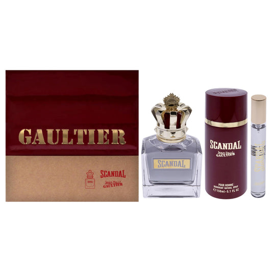 Jean Paul Gaultier Scandal 3.4oz EDT Spray, 0.33oz EDT Spray, 5.1oz Deodorant Spray Men 3 Pc Gift Set